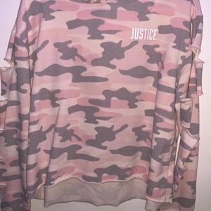Justice pink Camo hooded crop top